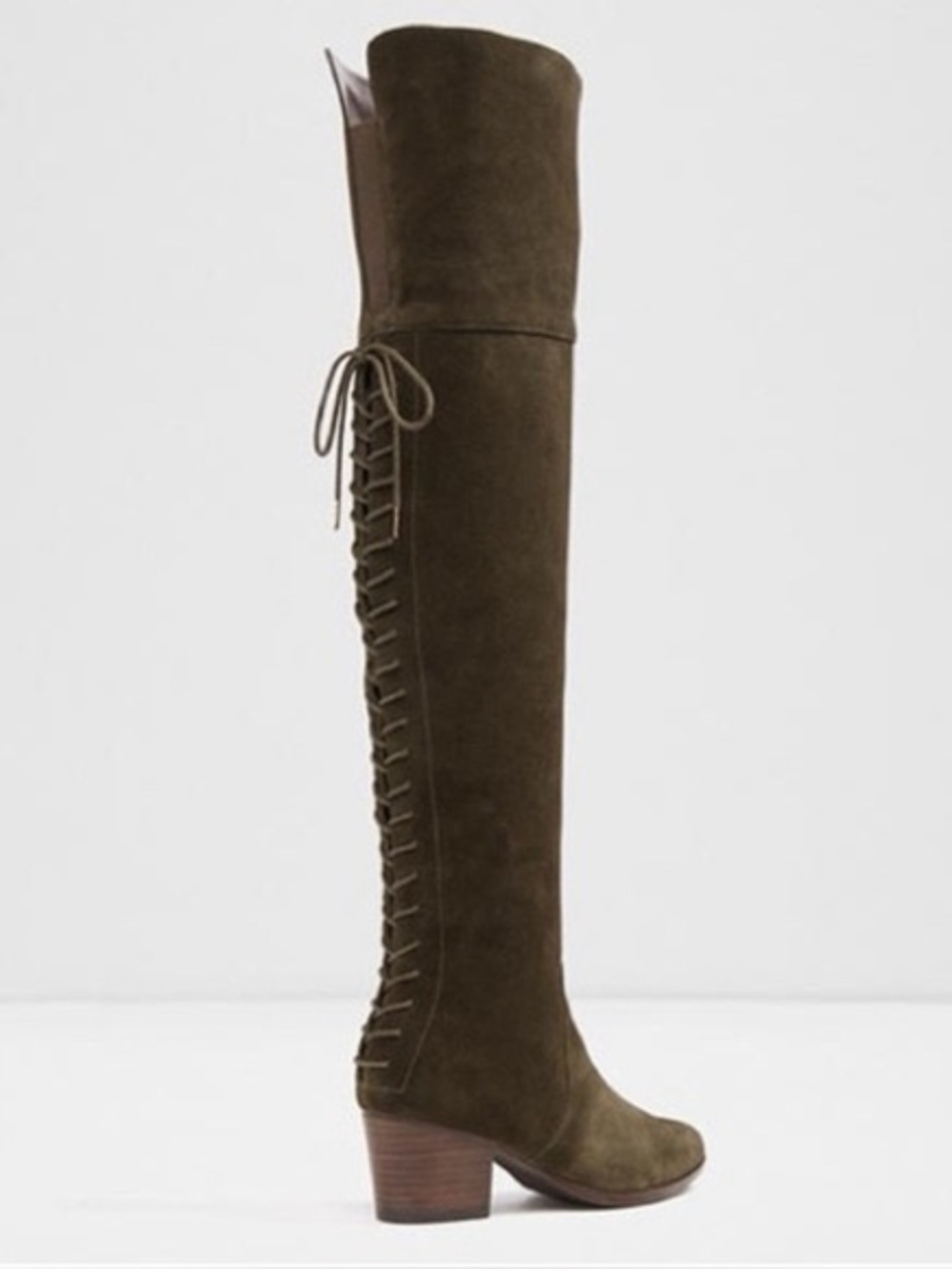 Aldo Over-the-Knee Lace-Up Olive Suede Boots Size 9